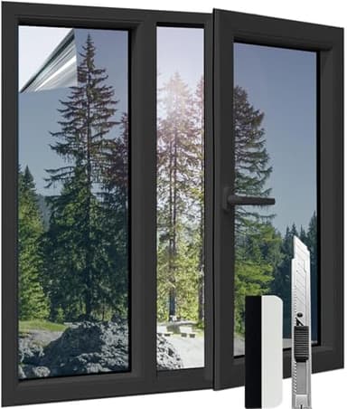 Gutsbox Film Miroir pour Fenetre 30x200cm Film Fenetre Anti Regard, Brise Vue Fenetre Anti Soleil, Anti Chaleur, Anti UV avec Couteau pour Salon, Chambre, Bureau, Hôtel