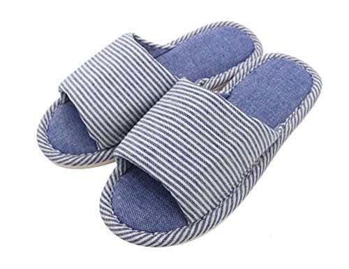 AioTio Pantoufle Confortable antidérapante en Lin et Coton décontracté pour Femmes et Hommes (Bleu Clair, Adult, Women, Numeric_39, Numeric_Range, EU_Footwear_Size_System, Numeric_40, Medium)