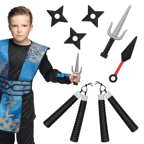 Boland 50433 - Set d'armes Ninja, 7 pièces, armes jouets en set, accessoires, accessoires pour déguisements de carnaval