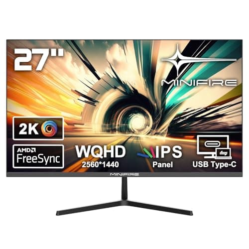 Minifire Écran PC 27 Pouces, WQHD 2560x1440, IPS, 75Hz, 1ms, AdaptiveSync, USB-C, 100% sRGB, HDMI 2.1, DP 1.4, USB-C Ports, Design de Mode Ultra Edge - MF27X3AQ