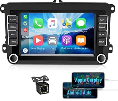 CAMECHO 1+32G Android 13 Autoradio avec CarPlay Android Auto pour VW Golf 5 6 Passat Polo T5 Tiguan Caddy Seat Skoda, 7 Pouces 2 Din avec Navi HiFi FM RDS BT RCA WiFi +Canbus+caméra de recul