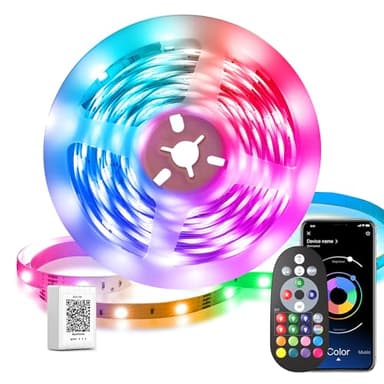 Led Chambre 10M Ruban Led Bande Lumière Décorative Multicolore, RGB Guirlande de Lumineuse Dimmable avec Télécommande, Bluetooth APP, Musicale pour Parti,Maison,Salon