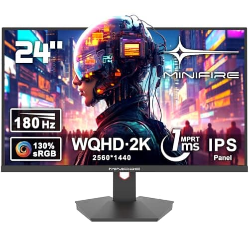 Minifire 24" Ecran PC Gaming, 180 Hz, 1ms, QHD 2560 x 1440, 130% sRGB, Adpitive Sync, Inclinaison Réglable, 178° Angle Vue, Prend en Charge HDMI2.0/DP1.2 - MFG24X5Q