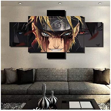 LFLYBCX 5 Pieces Impression sur Toile Intissee, Anime Naruto Evil's Rire Tableaux Decoration Murale HD Affiche pour Le Salon Mur Art Affiche Galerie,A-20×30×220×40x220x50×1