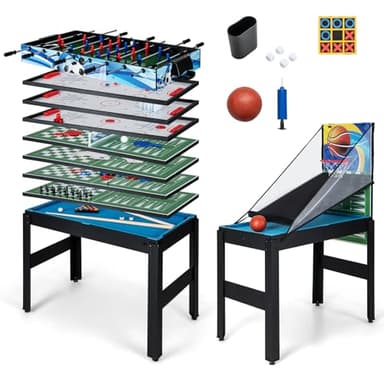 DREAMADE Table de Baby-Foot, poignée Ergonomique, Pied Amovible, 2 Ballons, Table de Jeu de Football Multi-Usage pour Adultes & Enfants, pour la Maison, Le Bureau, Le Bar (Table 14-en-1)