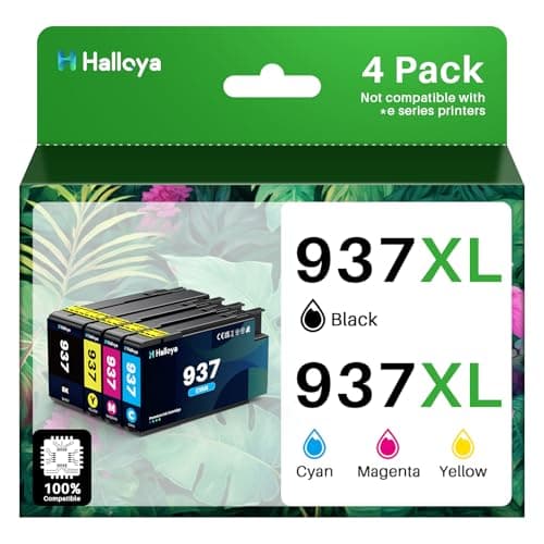 4 Pack 937XL 937E Cartouches d'encre avec Puce Compatible pour HP 937 EvoMore 937E 937XL pour HP OfficeJet 9110b 9130b 9120b 9117b Cartouches d'impression Noir et Couleur (avec Puce)
