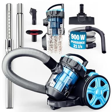 Monzana® Aspirateur sans Sac Bleu 900 Watts Technologie Multi-cyclonique Aspirateur traîneau avec Filtre HEPA