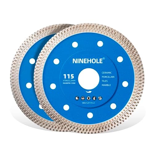 Lot de 2 Disque Diamant 115mm Extra Fin, Pour Carrelage et Grès Cérame, 10mm Segment Disques à Tronçonner Diamantés