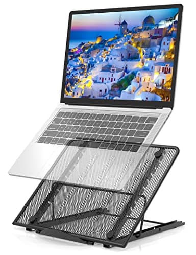 Jumkeet Support Ordinateur Portable, Support PC Portable Ventilé, Laptop Stand Réglable Ergonomique Léger Table de Lit Pliable pour MacBook Air Pro, PC, iPad, Notebook, Tablette (11-15 Pouce)