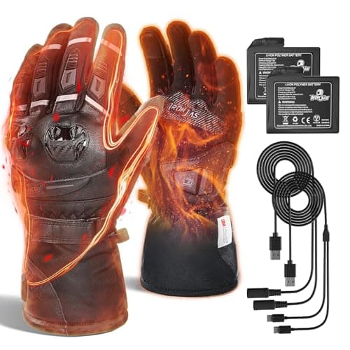 IRON JIA'S Gants Chauffants Moto 3000mAh,Gants Moto Chauffants USB Rechargeables,Gants Moto Hiver avec 4 Niveaux de réglage de la température,Protection des articulations,écran Tactile,imperméables.