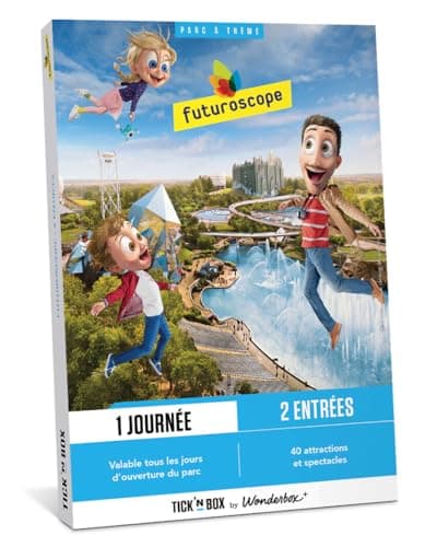 Tick&Box - Coffret Cadeau - Futuroscope - 1 journée pour 2 Personnes - Découvrez Les 40 Attractions et Spectacles du Parc - Idée Cadeau Couple Original