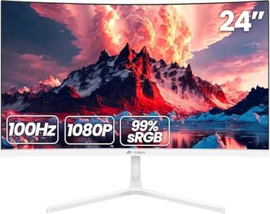 CRUA Moniteur de Jeu incurvé de 24" 100 Hz, Full HD 1080p 2800R sans Cadre, GTG 1 ms avec FreeSync, Faible Flou de Mouvement, Soin des Yeux, VESA, HDM“