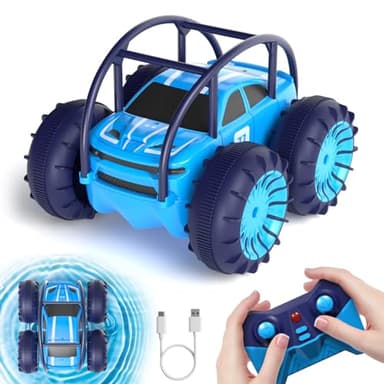 MaxTronic Chargement Direct Voiture Télécommandée avec LED Réglable, Amphibie RC Radiocommandée pour Enfant 4WD 360° Rotation, 2.4Ghz Tout Terrain Voiture Cars Fête Cadeau 3-12 Ans Garçon Fille