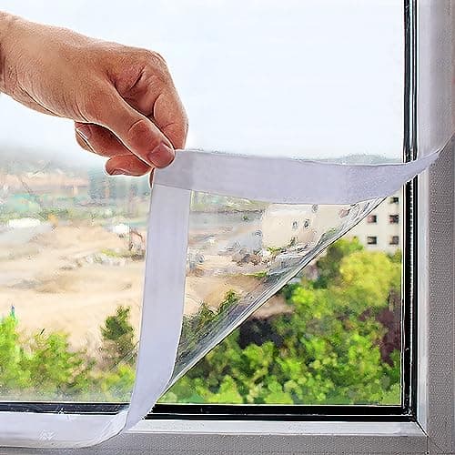 Mellroom Film isolant pour fenêtre (120x160cm)Anti Froid d'hiver Découpe DIY Transparent et Rétractable de survitrage thermo Cover, réutilisable