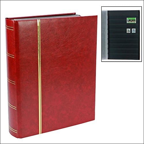 Stamp Albums Stock Books - Wine Red - 64 Black Pages