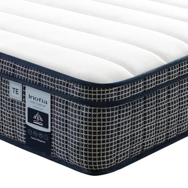 Inofia Matelas 160x200 Tartan-E,7zones,Matelas à Ressorts ensachés avec Mousse à mémoire de Forme orthopédique,Gel rafraîchissant HermoReg,Housse VitaFlow 3D - 28 cm,Certifié ÖKO-TEX® Essai100nuits