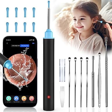 VIYSPNV Otoscope Oreille 1920P HD Kit Camera Oreille IP67 Étanche USB C Rechargeable 3,5 mm WiFi Outil de Nettoyant Portable avec 6 Lumières LED Adapté aux Smartphones IOS et Android Tablettes