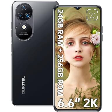 OUKITEL C38 Telephone Portable (2024) - 24Go + 256Go/ TF 1To, Écran 6.6" 2K FHD+, Octa Core 5180mAh 48MP+32MP, Android 13 Smartphone Pas Cher Dual SIM 4G, Fingerprint/Face ID/GPS/WiFi 5G/2Ans Garantie