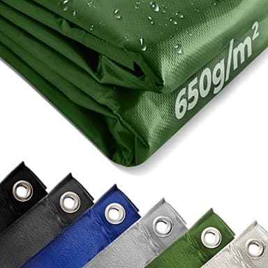 Jago® Bâche de Protection - 4x3m, Imperméable, Durable, Résistant aux Hautes Températures et aux UV, Multi-Usages, Polyester, PVC, Vert - Couverture de Survie, Extérieur, Camping, Bois
