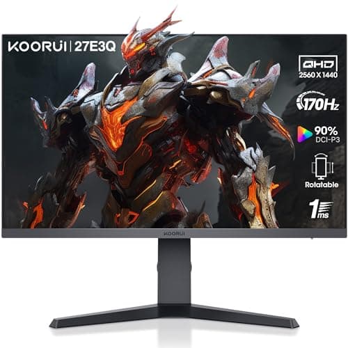 KOORUI Écran PC Gaming 27 Pouces, 170Hz, 2K QHD(2560 * 1440), IPS, 1ms, HDR 400, Adpitive Sync, 100% sRGB, 2xHDMI(144Hz ou 170Hz), DisplayPort(170Hz), Hauteur Réglable, Grand Angle de Vue 178°