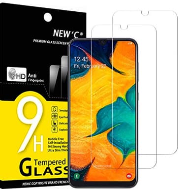 NEW'C Lot de 2, Verre Trempé pour Samsung Galaxy A30, M30, M30s, Film Protection écran Efficace Contre Les Rayures - sans Bulles - Ultra Résistant (0,33mm HD Ultra Transparent) Dureté 9H Glass