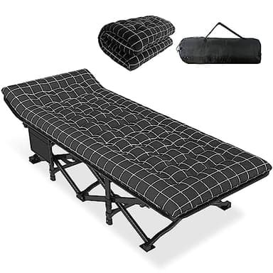 ATORPOK SHOP Lit de Camping Pliable Robuste pour Adultes，lit de Couchage Confortable avec capacité de 200 kg pour Voyage/Bureau/extérieur (Noir)