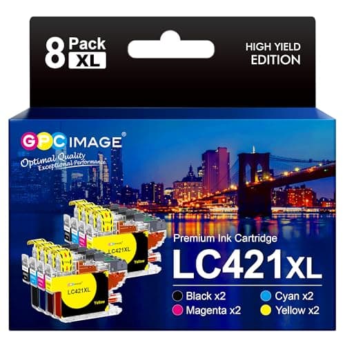 GPC Image LC421XL LC421 Compatible pour Brother LC421 XL LC421VAL Cartouche pour Brother DCP-J1050DW MFC-J1010DW DCP-J1140DW DCP-J1800DW MFC J1010DW DCP J1050DW (2 Noir, 2 Cyan, 2 Magenta, 2 Jaune)