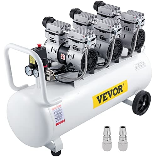 VEVOR Compresseur d’Air sans Huile Compresseur Silencieux à Air Comprimé Compresseur Outil d’Atelier pour Réparations Domiciliaires, Gonflage de Pneus (100L 2.2KW, Électrovanne)