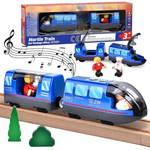 Herefun Locomotive Electrique, Train de Locomotives à Piles, Train Électrique Haute Vitesse, Train à Batterie (Connexion Magnétique), Jouet Éducatif Cadeau pour Enfants 3 4 5 6+ Ans