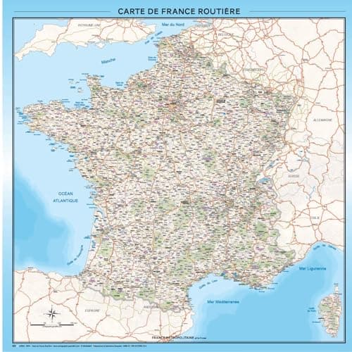 Carte France routière - Poster Grand format - 100x100 - Ed.2025
