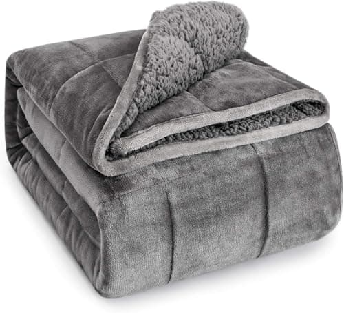 Sivio Couverture lestée pour Adulte - 7 kg - Couverture Lourde en Flanelle Douce réversible - Couverture lestée Extra Chaude et Confortable - 150 x 200 cm - Double Face - Gris