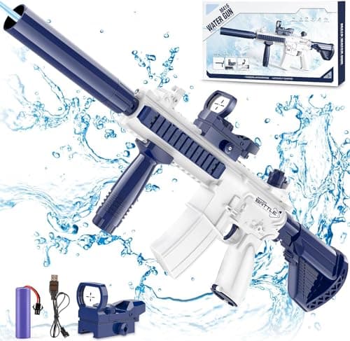 Pistolet à Eau électrique, Aquashot Pistolet à Eau électrique Puissant, Automatique Water Gun Electric Aqua Blaster Jouets pour Les Enfants et l'adulte, Jeu de tir de la Piscine en extérieur Jouets