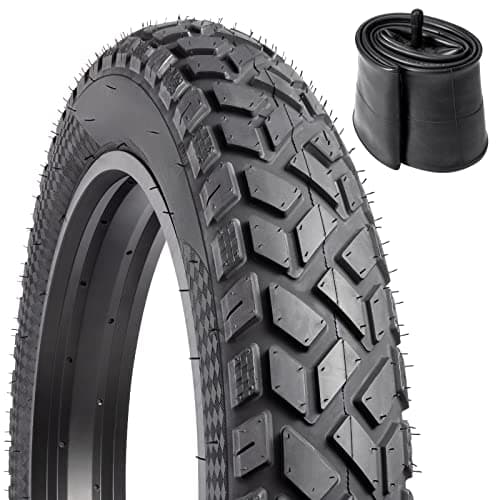 YunSCM 1PCS E-Bike 20 Pouces Pneu 20x4.0 ETRTO 102-406 et 1PCS 20 Pouces Chambre à air AV32mm Valve Schrader Compatible 98/100-406 E-Bike 20x4.0 Fat Pneu et Chambre à air