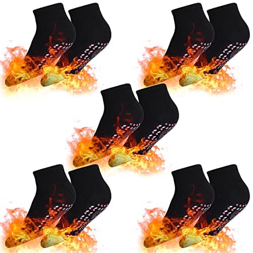 Herefun Chaussettes Chauffantes 5 Paires, Chaussettes d'hiver Auto-Chauffante Femme Homme, Chaussettes Hyperthermiques, Chaussette Thermique Hiver Chaude pour Sport Running Randonnée Camping