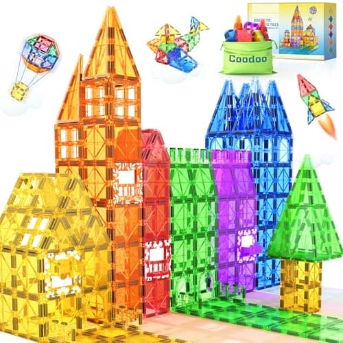 Coodoo 60 Blocs de Construction magnétiques, Jouet pour Enfants, Blocs magnétiques STEM, Jouet sensoriel, Jouet de Construction magnétique pour garçons et Filles de 3 Ans et Plus, préscolaire