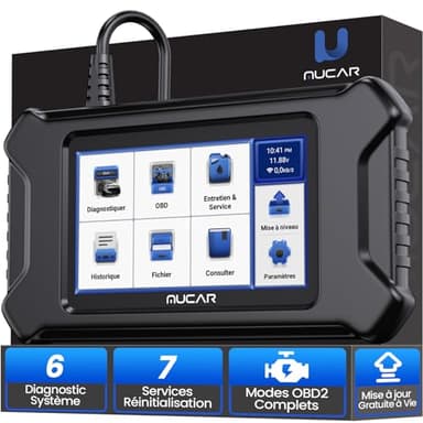 mucar CS6 OBDII Valise Diagnostic Auto, Lecteur de Code de Voiture équipé de 6 Diagnostics du système et 7 Services de Maintenance, contrôle de l'huile + EPB+SAS+TBA+TPMS+ABS+ FAP