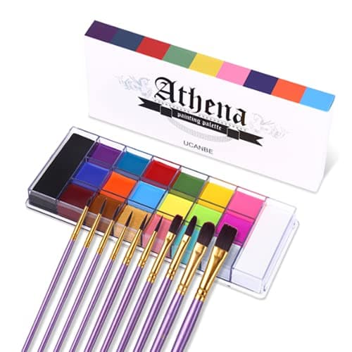 Beauty Searcher Palette de maquillage, 20 couleurs, peinture à l'huile professionnelle, tatouage flash, palette de maquillage avec 10 pinceaux