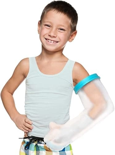 Fasola Protège Platre Protection Étanche pour Bras Enfant, Protection étanche pour les Blessures,les Brûlures, les Mains, les Bras, les Coudes lors de la Baignade, Matériau en PVC Durable
