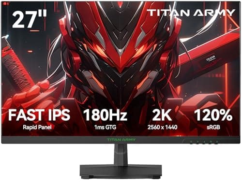TITAN ARMY Ecran PC Gamer 27 Pouces, Fast IPS 180Hz, 2K QHD 2560 x 1440p 1ms GTG Ecran Gaming, G-Sync & FreeSync, Game Plus, HDR10, 120% sRGB, VESA 100 * 100mm, HDMI(144Hz), DP(180Hz), P27GR