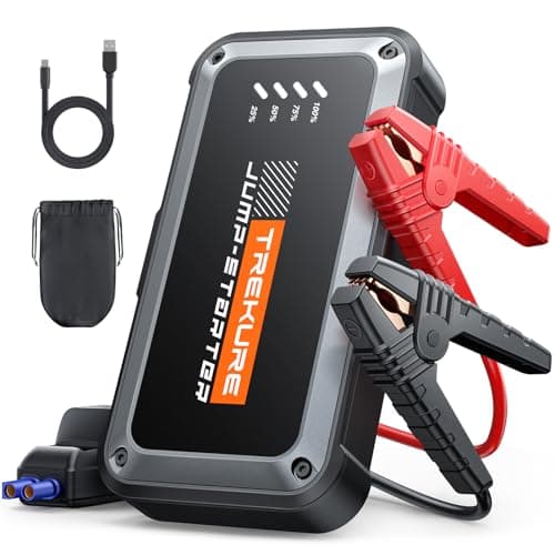 TREKURE Booster Batterie Voiture 4000A 16800mAh, 12V Démarreur Voiture (Jusqu’à 9.0L Essence & 8.5L Diesel), Booster Batterie Moto Portable, Pince Intelligente avec Affichage, Lumière LED à 4 Modes