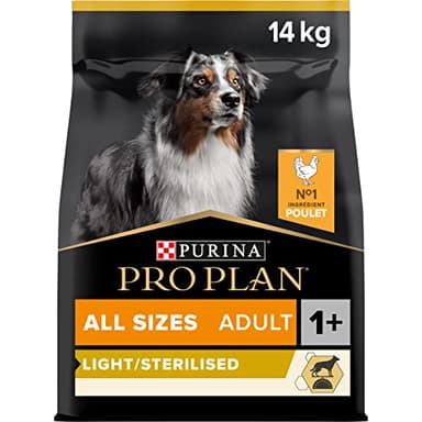 PURINA PRO PLAN | Adult 1+ Light/Sterilised | Riche en Poulet | Croquettes | Chien | Sac de 14kg
