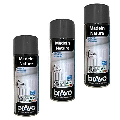 Lot de 3 bombes de peinture, spray Hautes températures ou radiateurs, Intérieur et Extérieur, 400 ml, de MadeInNature (Lot de 3 Radiateurs Gris anthracite Ral 7016)