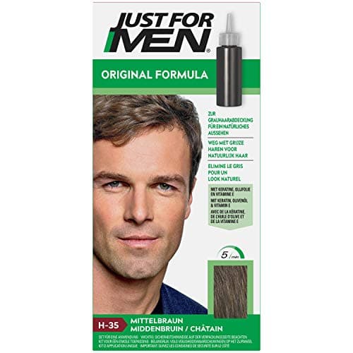 Just For Men Gel Colorant, Teinture Cheveux Châtain, Coloration Cheveux Homme, Couvre Les Cheveux Blancs Et Restaure La Couleur D'Origine Pour Un Résultat Naturel, Rapide Et Facile, H35