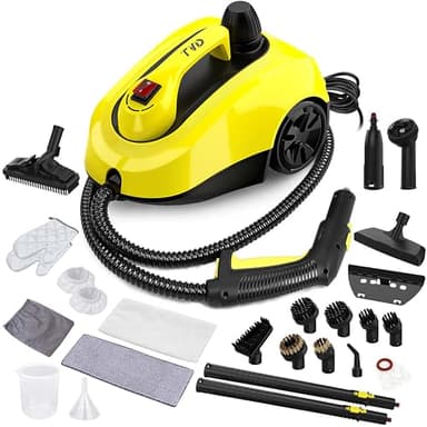 TVD Nettoyeur à vapeur avec câble d'alimentation extra long de 5 m pour vapeur, four, tapis, canapé, coussin, punaises de lit (jaune foncé)