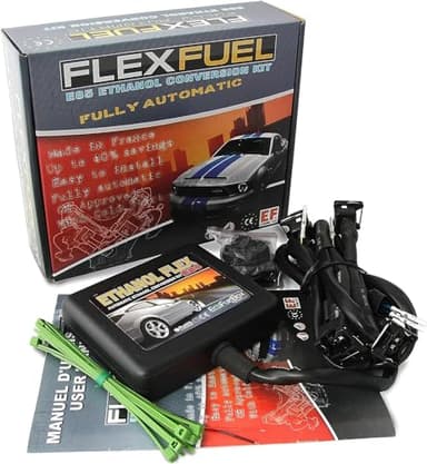 Kit ETHANOL FLEX E85® - 3 Cylindre - Boitier Ethanol E85 (Connecteurs compatibles BОSCH EV1) pour Voitures: Ford, Renault, Peugeot, Fiat, Chevrolet, GМC...