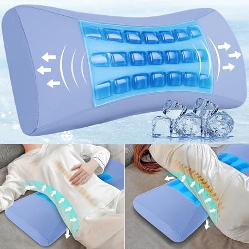 Hydomi Oreiller de soutien lombaire pour lit, oreiller en mousse à mémoire de forme en gel rafraîchissant pour les douleurs dans le bas du dos, coussin de soutien lombaire ergonomique pour le sommeil,