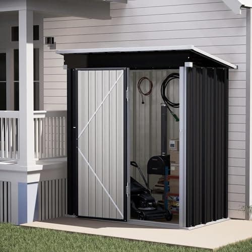 UDPATIO Abri de Jardin Métal 162x92x180 cm - Cabane de Jardin Extérieur avec Toit Incliné et Serrure, Rangement Outils de Jardin/Vélo, Gris foncé