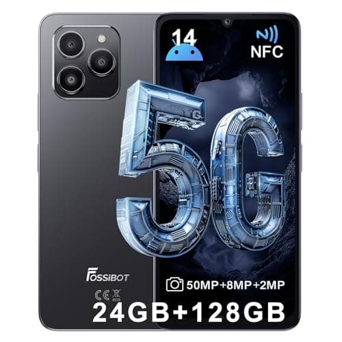 FOSSiBOT S1 5G Smartphone 2024, 24 Go+128 Go/1 TB Android 14, 6,745" HD+ Téléphone, 50 MP Mobile, Dimensity 6100+ Téléphones, 4900 mAh Téléphones Portables, Dual SIM Téléphone Portable, Face ID, NFC
