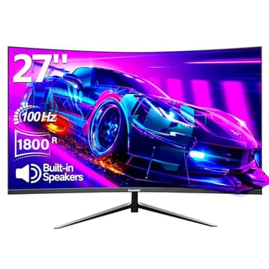 Gawfolk Écran PC 27 Pouces Full HD (1920x1080), 100Hz, 1ms, 1800R Eye Care et FreeSync, supporte VESA - l'écran PC idéal! HDMI, VGA, Protection oculaire, Inclinable, VESA 75x75