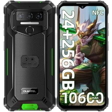 OUKITEL WP23 Plus Téléphone Incassable 2025-24GO RAM+256GO ROM/TF 1TO, Batterie 10600mAh Téléphone Portable Incassable Android 14, Écran 6.52", Smartphone Incassable Dual SIM/13MP/NFC/OTG/GPS - Vert